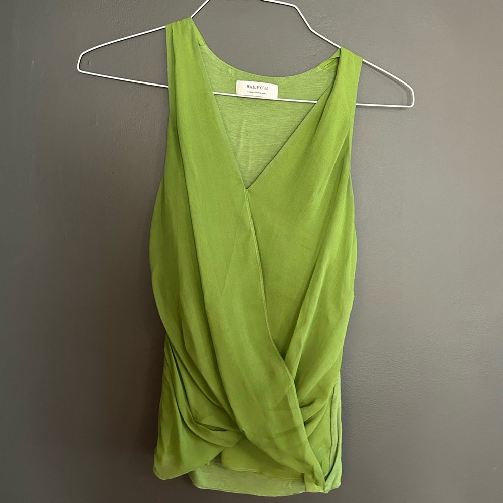 Bailey 44 Green Sleeveless Wrap Tank blouse